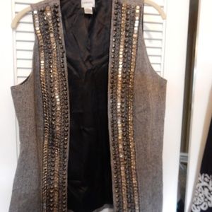 CHICO'S EMBELLISHED VEST, SIZE 1